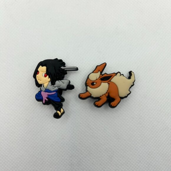 BOGO!! Crocs Style Shoe Charms Jibbitz Anime Naruto Sasuke Pokemon Evee 2pc NEW - Picture 2 of 5